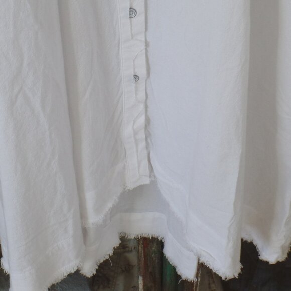 Free People Hi-Low Raw Edge Blouse 100% Cotton Oversized LARGE NWOT - Picture 5 of 10